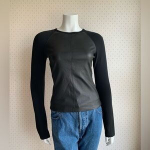Theory Bristol Raglan Leather Crew Neck Pullover sz P Small PW15